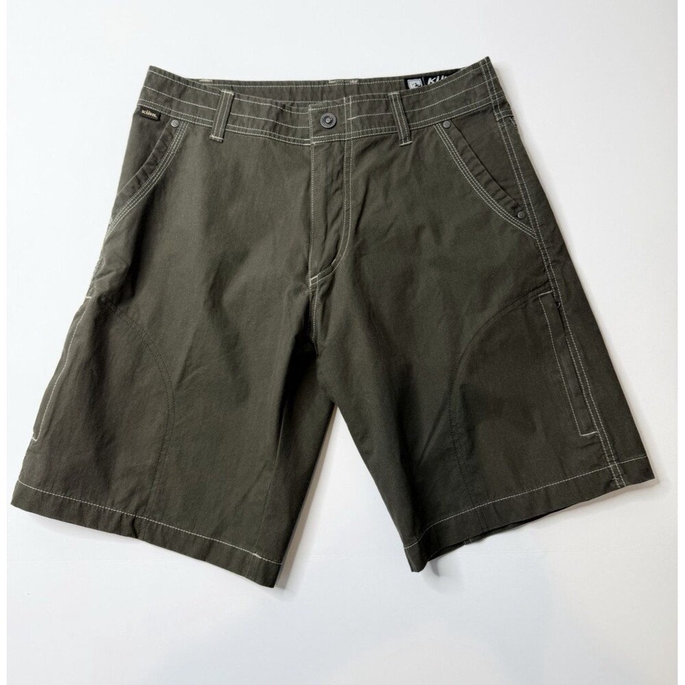 Kuhl Hiking Cargo Shorts Mens 32 Olive Green Outdoor Utility Trail Workwear